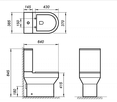 Чаша унитаза безободкового P-trap Belbagno NORMA BB339CPR