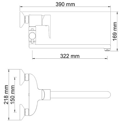 Смеситель для ванны с длинным изливом WasserKRAFT Leine 3502L