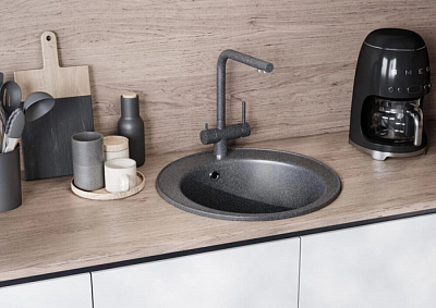 Мойка кухонная Шелли круглая графит AQUATON 1A734732SS210