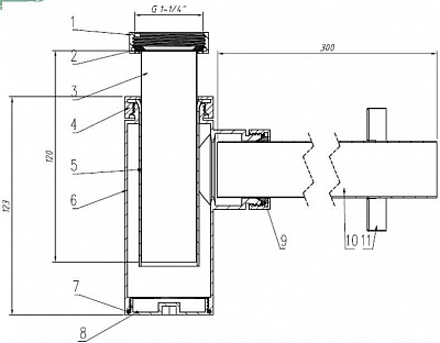 Сифон для раковины ARROWHEAD 1-1/4" рег высоты 120мм отвод 300мм 730005