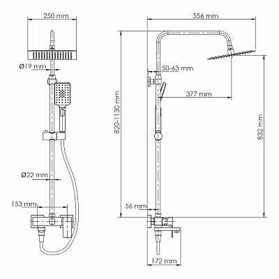 Душевая система WasserKRAFT черный матовый A27701