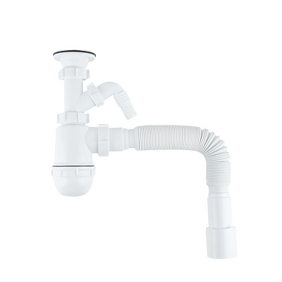 Сифон бутылочный, 1.1/2x40мм, с выпуском, гофротрубой 40/50мм и отводом, IDDIS, 900AVG1010VD