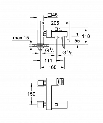 Смеситель для ванной GROHE EUROCUBE 23143000