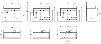 Тумба LOGICA подвесная 2 ящика 90см, стальной серый Kerama Marazzi LOG.90.2/ST
