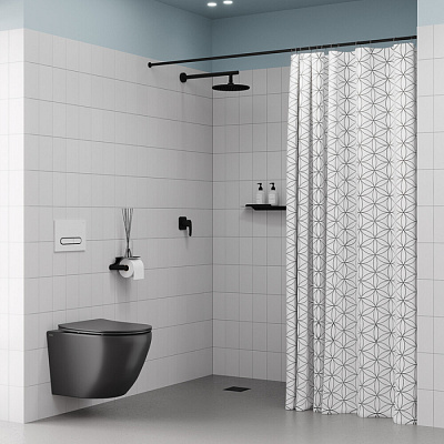 Душевая система с тропическим душем IDDIS Optima Home матовый черный, OPHBL01i66