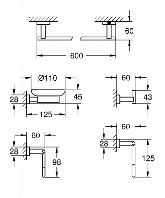 Набор аксессуаров GROHE ESSENTIALS CUBE 40758001
