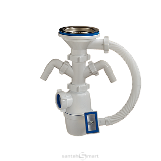 Сифон ORIO 3 1/2 40 с двумя отводами и переливом А-4013