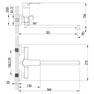 Смеситель универсальный Lemark Plus Grace LM1551C