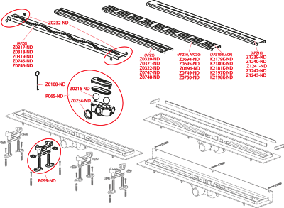 Водоотводящий желоб с порогами для перфорированной решетки  AlcaPlast APZ18-550M
