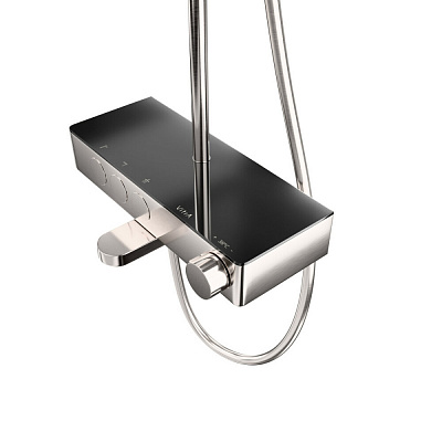 Душевая система VitrA Core Round A4730934EXP с термостатическим смесителем и ручным душем брашированная никель
