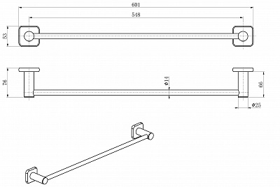 Вешалка для полотенец Wonzon & Woghand, темный графит ww-v1101-gm