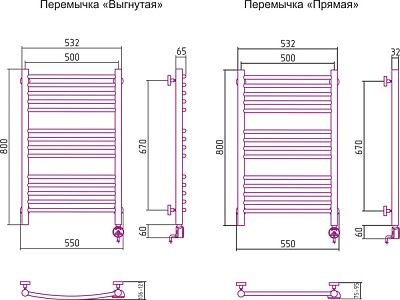 Полотенцесушитель электрический Сунержа Богема 800х500 ТЭН левый (Серебристый металлик, ТЭН Хром)