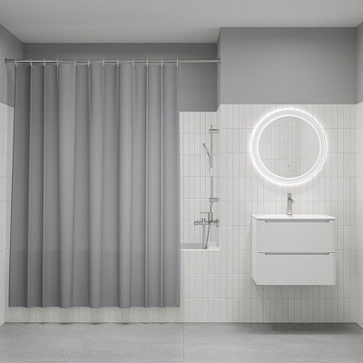 Штора для ванной 200x180 полиэстер, светло-серый, Iddis BS07P18i11