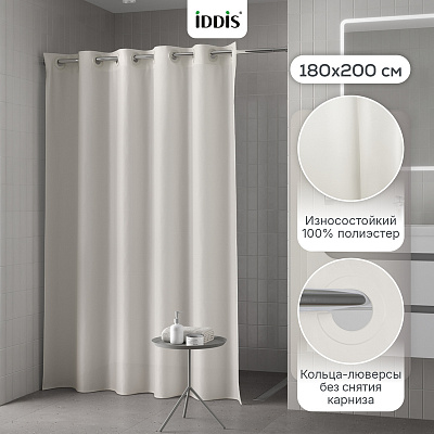 Штора для ванной 200x180 см Iddis TS01P18i11 светло-бежевый полиэстер