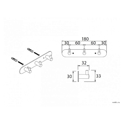Планка 3 крючка Fixsen Hotel FX-31005-3