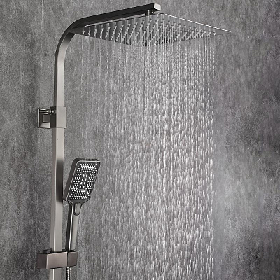 Душевая система Gappo G07-9 G2407-9 оружейная сталь, (с изливом и тропическим душем)