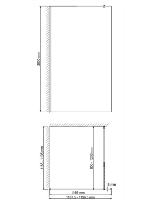 Душевое ограждение 120х200 матовое золото (30WIP-BG + SPG-120) WasserKRAFT Rur 30W40BG