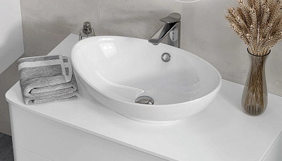 Раковина накладная на столешницу 57 см Velvex 7027A овальная