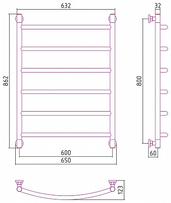 Полотенцесушитель водяной Сунержа Галант+ 800х600