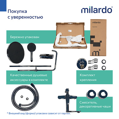 Душевая система с тропическим душем Milardo Leap LEASB5FM06 хром