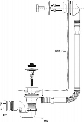 Трап 1 1/4"х40мм для ванн с переливом McAlpine BRASSTRAP-50-AB