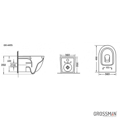 Унитаз подвесной Grossman GR-4455MS белый матовый