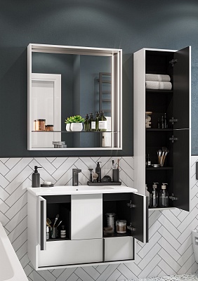 Зеркальный шкаф Aquaton Ривьера 80 белый матовый 1A239102RVX20