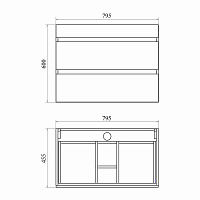 Тумба подвесная 2 ящика MIRSANT Karelia 80 УТ000098286 (раковина Simple 80)