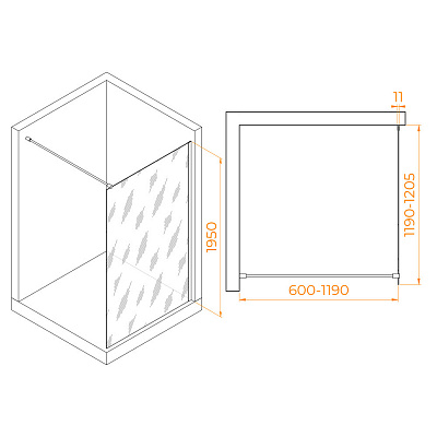 Душевая перегородка 120х195 RGW WA-002W, белый, 35100212-15