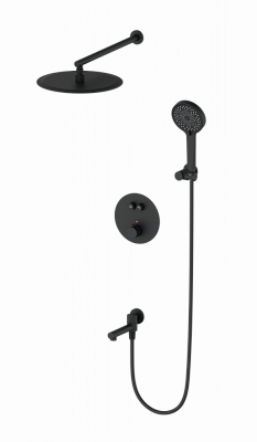 Душевая система с термостатом встраиваемая Wonzon & Woghand STICK, Черный матовый WW-88929010-MB