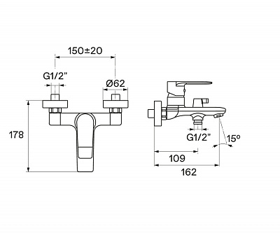 Смеситель для ванны Santek Арма WH5A10007N001