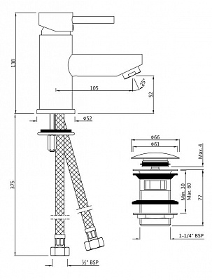 Смеситель для раковины Jaquar Florentine FLR-CHR-5001BCLW