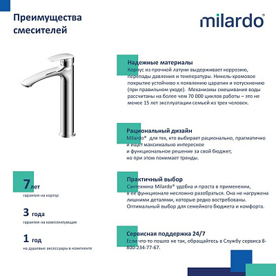 Смеситель для умывальника Milardo Rora глянцевый хром RORSB01M01