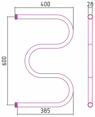 Полотенцесушитель водяной Сунержа Стилье М-образный 600х400 резьба-сгон 1"