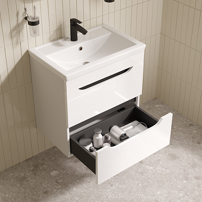 Тумба с раковиной IDDIS Ray (4076000i28), подвесная, 60 см,белый, RAY60W0i95K