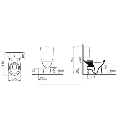 Напольный унитаз компакт Vitra Norm Fit с микролифтом 9844B099-7205