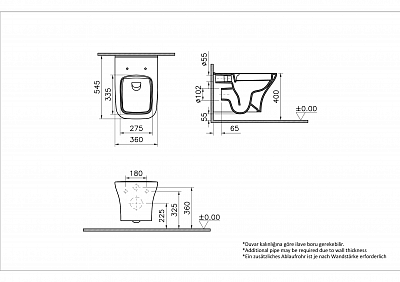 Унитаз подвесной безободковый Vitra Zentrum Square 7484B003-0075