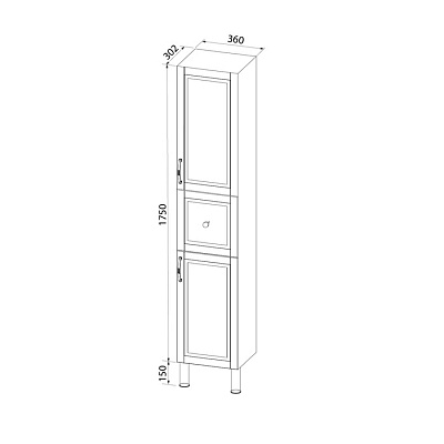 Пенал напольный, 36 см, белый, Oxford, IDDIS, OXF36W0i97