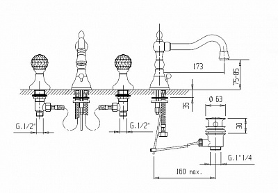 Смеситель для раковины CEZARES ATLANTIS-BLS2-A ATLANTIS-BLS2-A-02-Sw/M