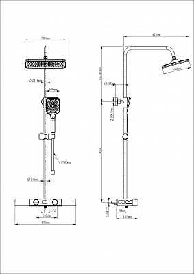 Душевая система Wonzon & Woghand Shelf, Белый матовый WW-B3552-MW