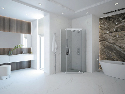 Душевое ограждение 90х90 трапеция Alex Baitler AB2590S2