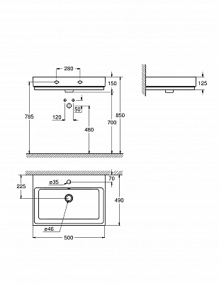 Раковина подвесная GROHE Cube Ceramic 50 альпин-белый 3947400H