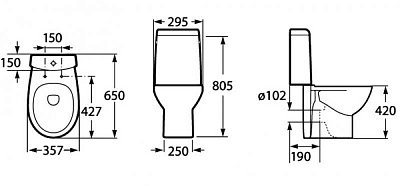 Бачок для унитаза Roca Victoria Nord 341ND0000 м/о расстояние 15см, нижний подвод