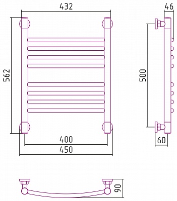 Полотенцесушитель водяной Сунержа Богема+ выгнутая 500х400
