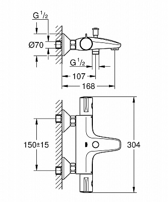 Смеситель для ванной Grohe Grohtherm-800 34567000