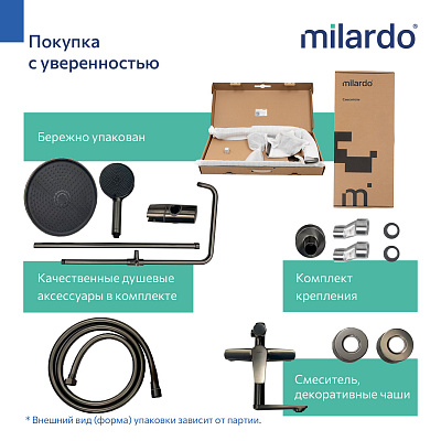 Душевая система с тропическим душем Milardo Leap LEAGM5FM06 графит матовый