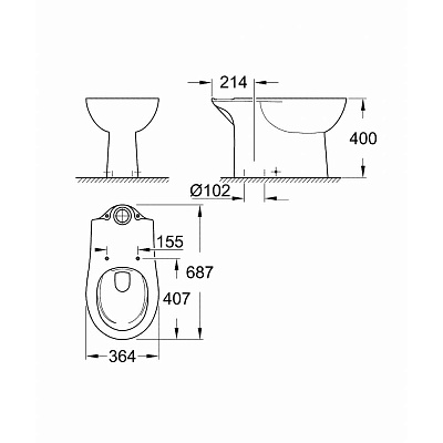 Чаша унитаза Grohe Bau Ceramic 39429000