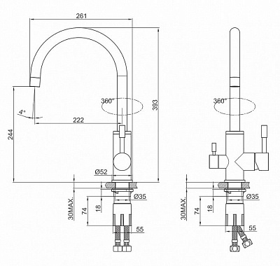 Смеситель для кухни с каналом для фильтрованной воды Iddis Kitchen F KF10STJi05