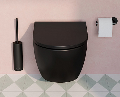 Подвесной безободковый унитаз черный VitrA Sento 7748B083-0101