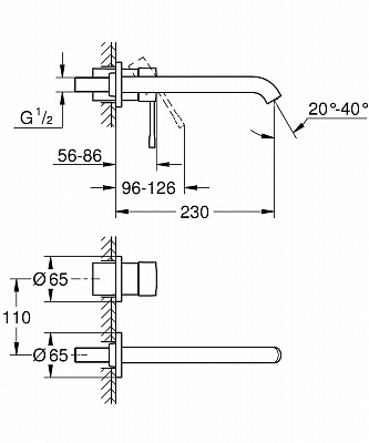 Смеситель для умывальника настенный GROHE ESSENCE 19967001